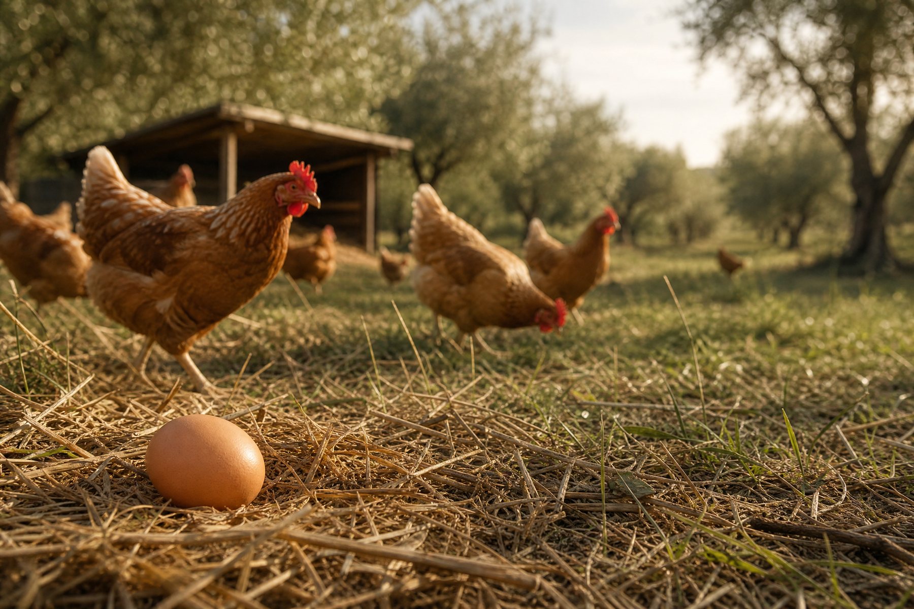 Gallinas en un entorno de producción al aire libre